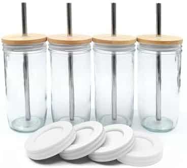 Reusable Glass Smoothie Cup with Straw