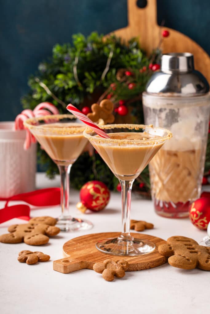 gingerbread martini with candy cane