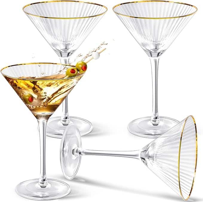 Gold Rim Martini Glasses