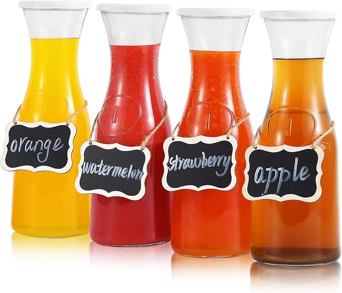 Set of 4 Glass Carafe with Lids