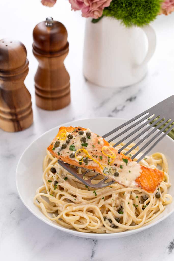 salmon picatta pasta