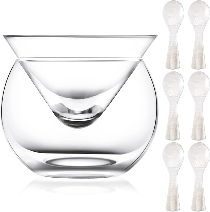 Glass Caviar or Condiment Server with Spoon