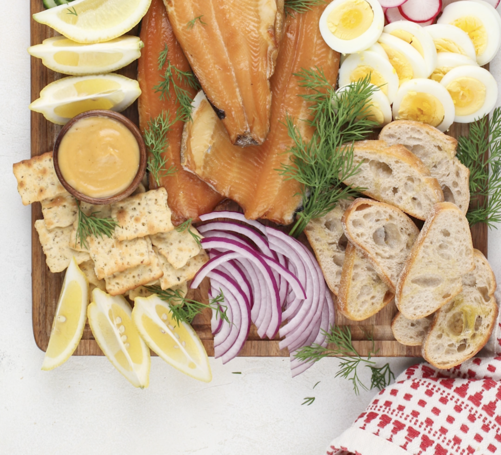 smoke trout board with other ingredients