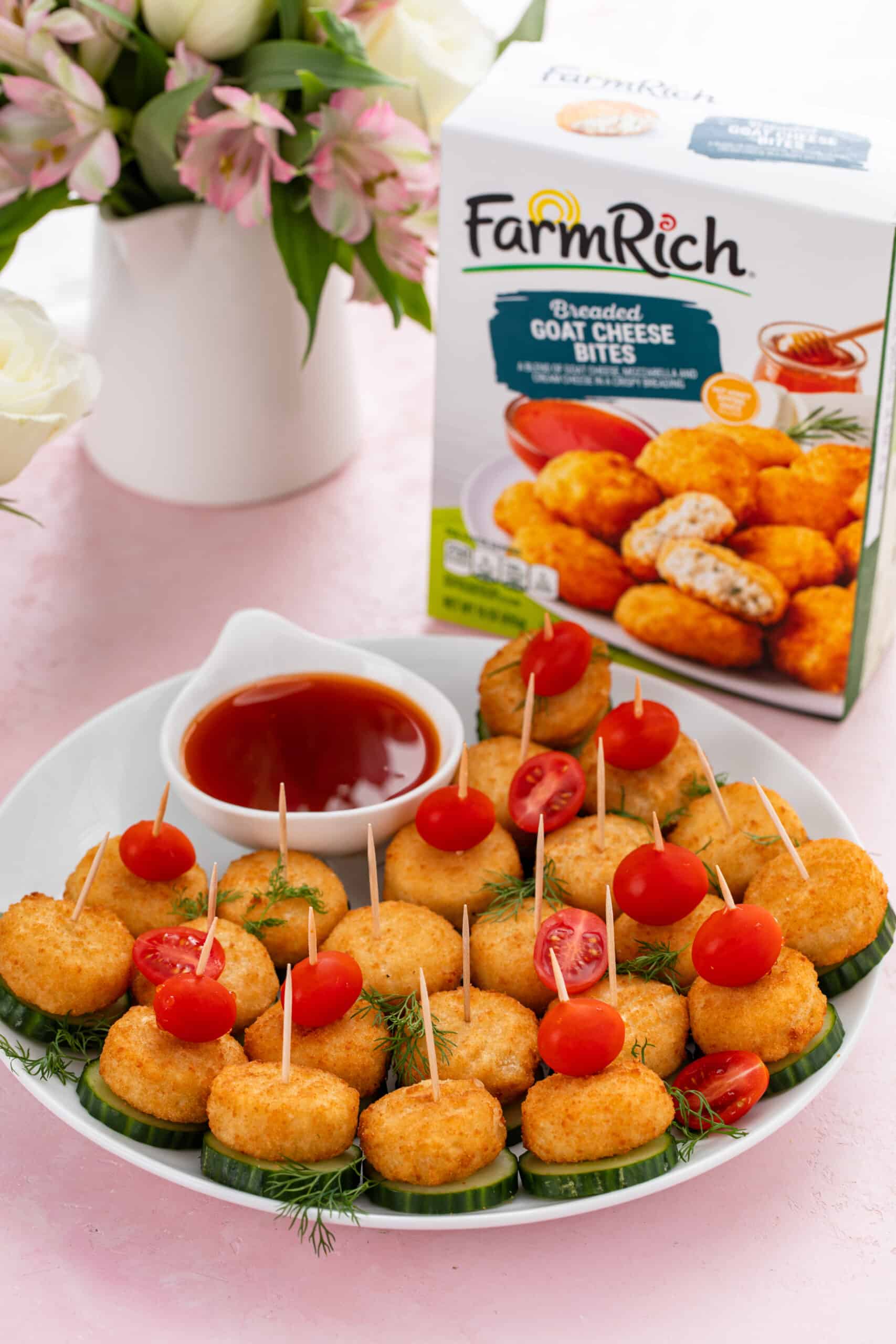 Goat Cheese Ball on Cucumber Slice