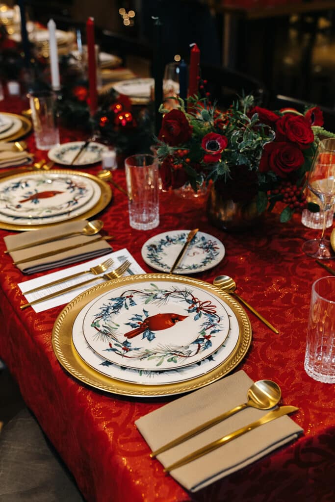 holiday ornament table setting