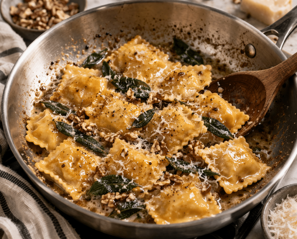 pumpkin ravioli serve