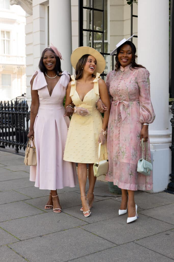 loving friends wearing pastels