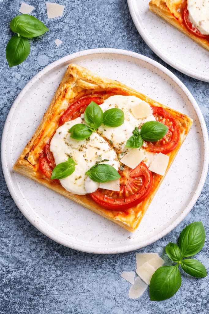 Tomato Basil Mozzarella Puff Pastry plate