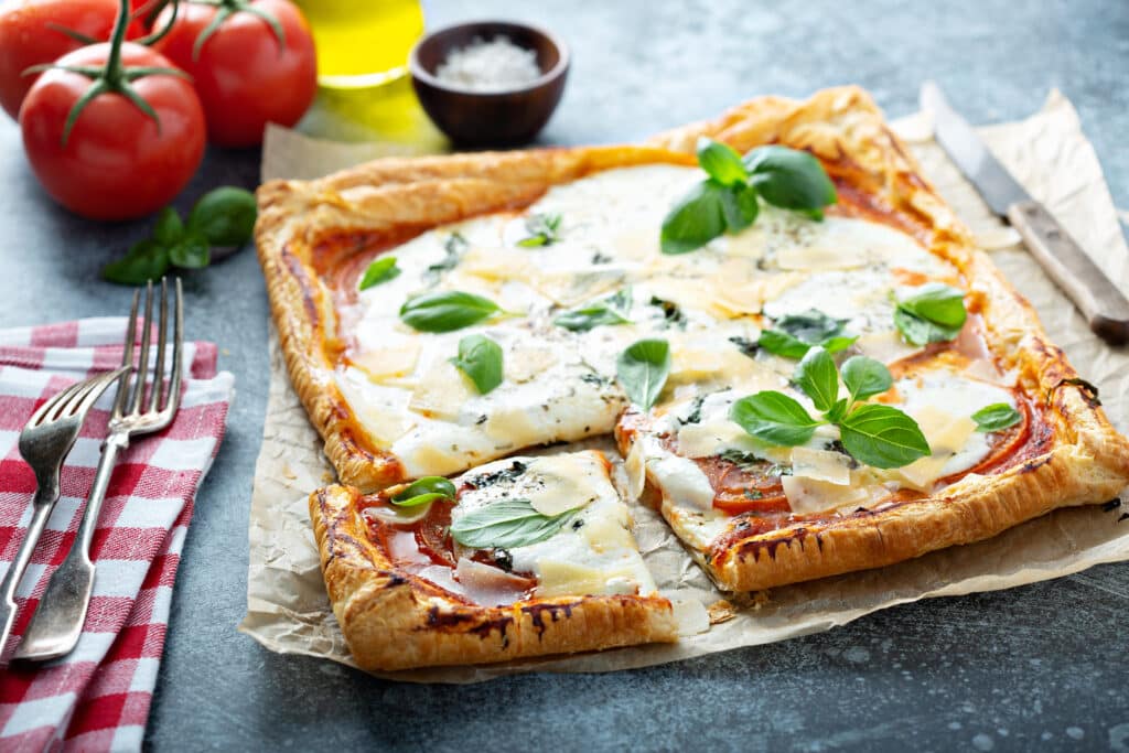 savory Tomato Basil Mozzarella Puff Pastry