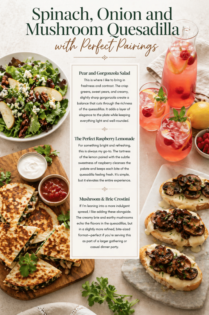spinach mushroom quesadilla pair