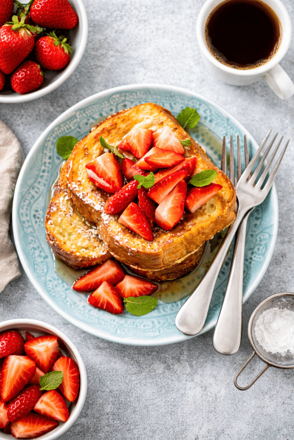 strawberry toast top view