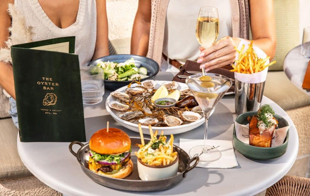 friend enjoying their food in Carmel