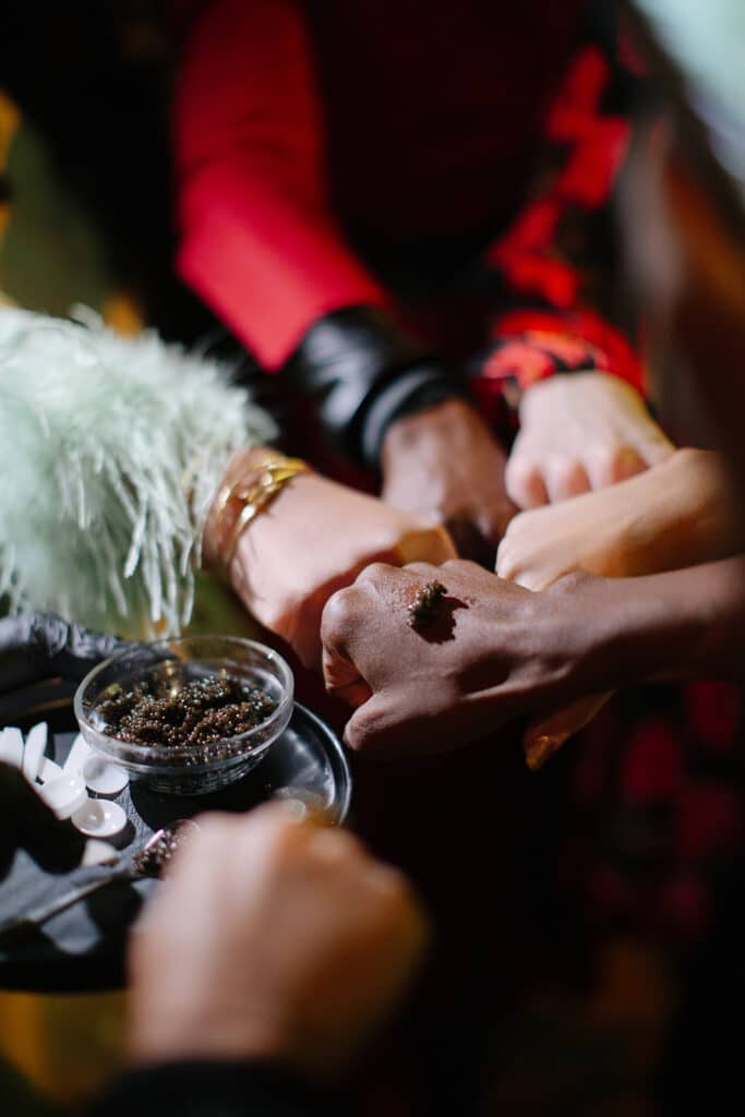 caviar in the hands