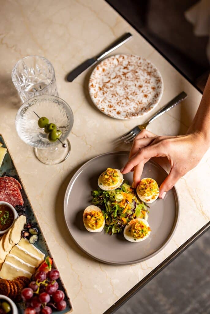salad with deviled eggs