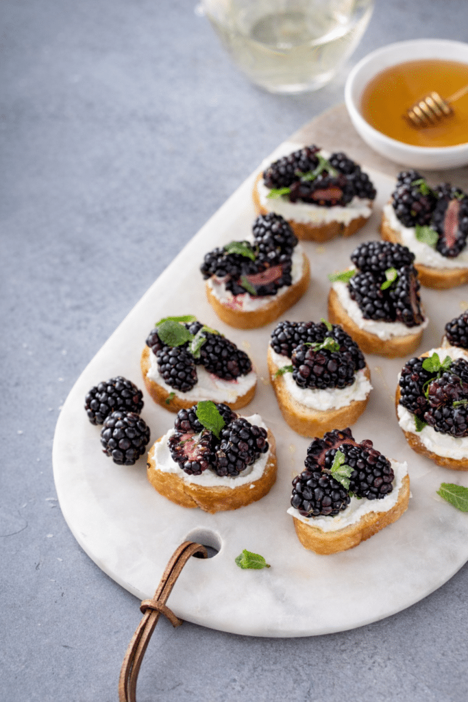 Blackberry Goat Cheese Mint Crostini 3