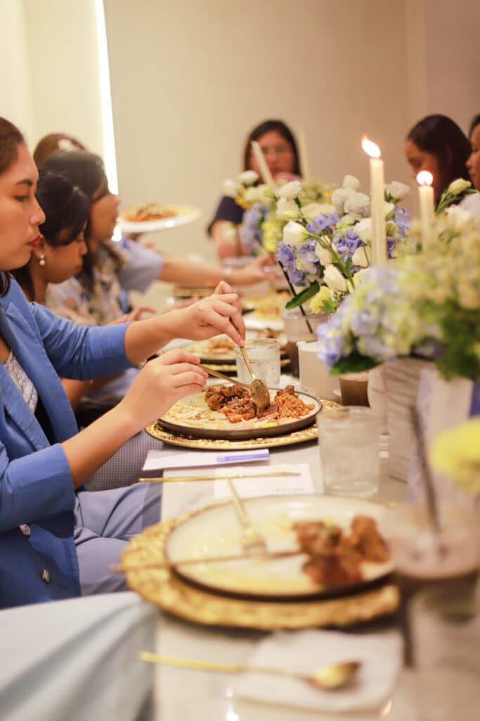 group of friends eating