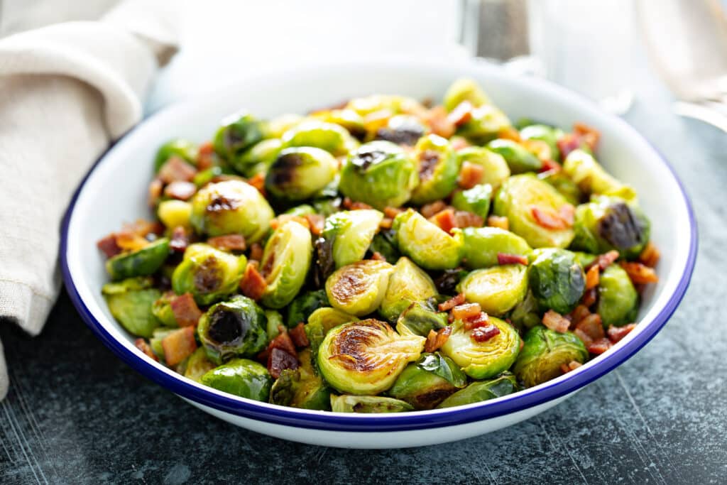Honey Bacon Balsamic Roasted Brussels Sprouts