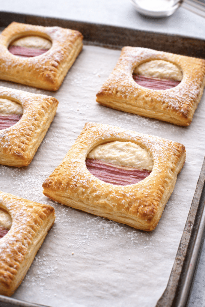 baked rhubarb puff pasrty