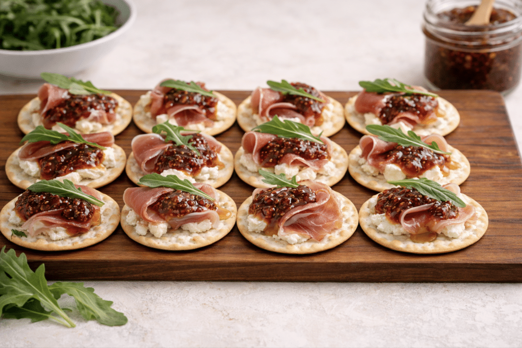 beautiful prosciutto and fig crackers