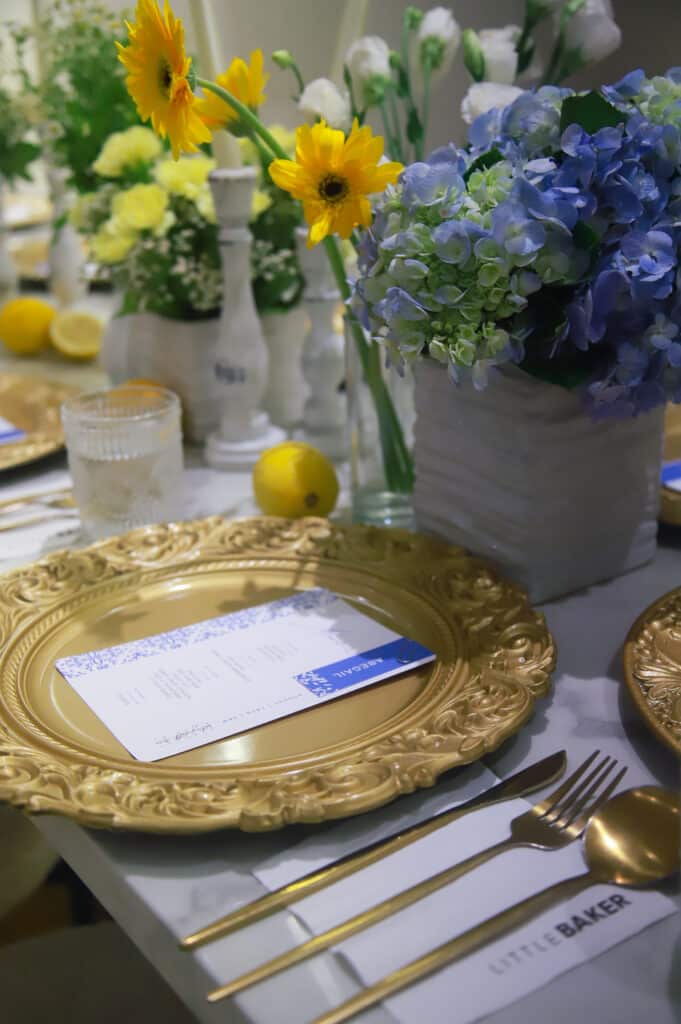 flowers and plates