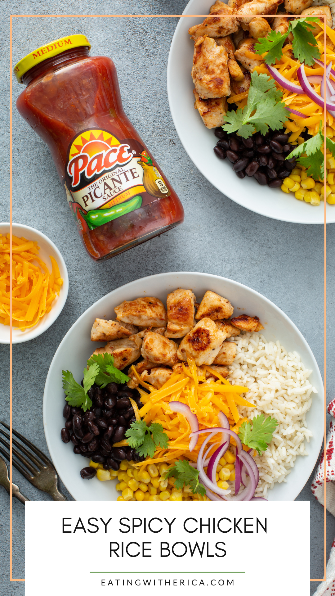 These Easy Spicy Chicken Rice Bowls are the perfect meal to make during the week and pack the next day for leftover. CLICK HERE to see how to make them!