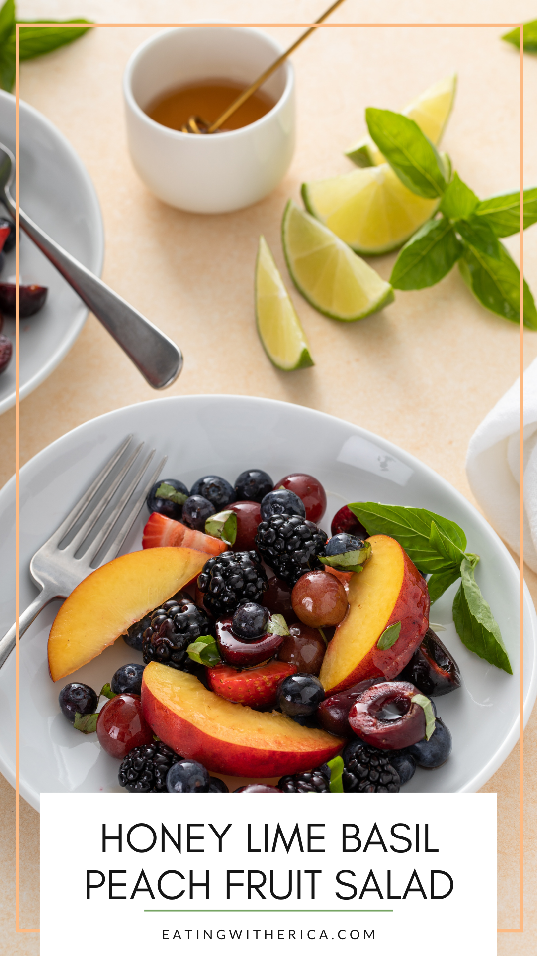 Looking for the perfect summer fruit salad? Atlanta Blogger Eating with Erica is sharing this amazing Honey Lime Basil Peach Fruit Salad that is sure the be the hit at any summer party! Make it HERE!