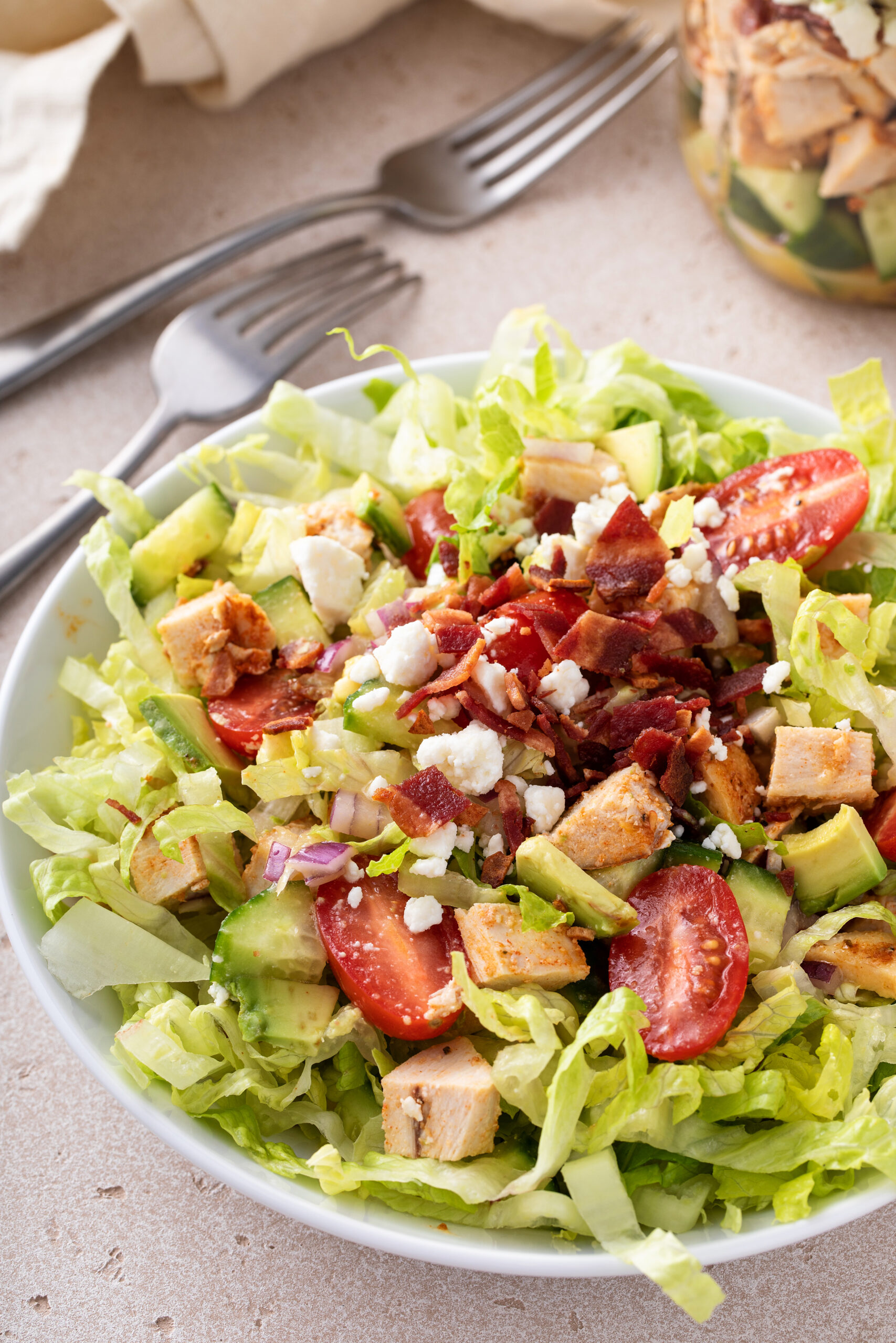 Chicken Cobb Mason Jar Salad • A Sweet Pea Chef