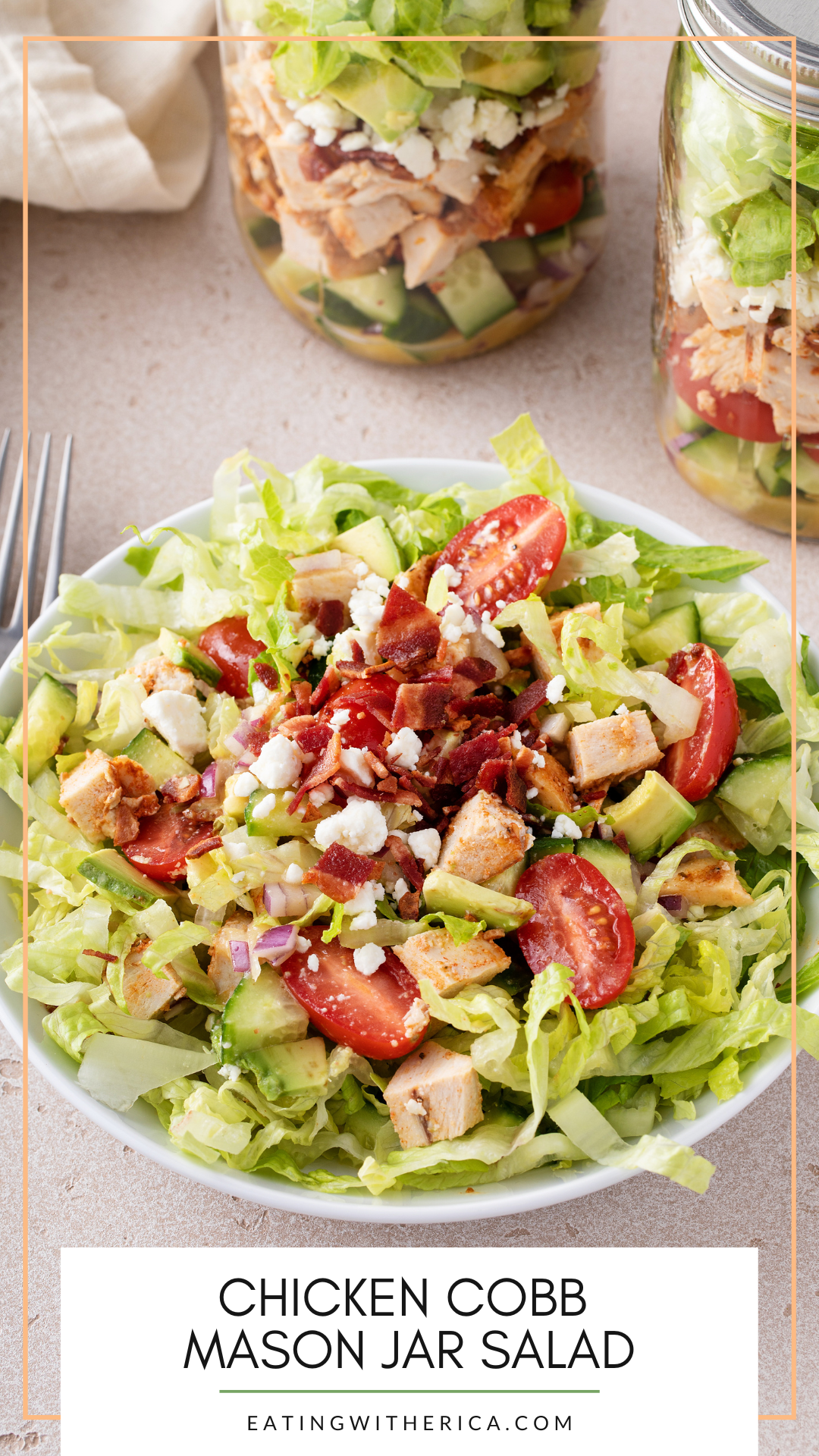 Need the perfect grab and go lunch option? Click HERE for the perfect Chicken Cobb Mason Jar Salad!