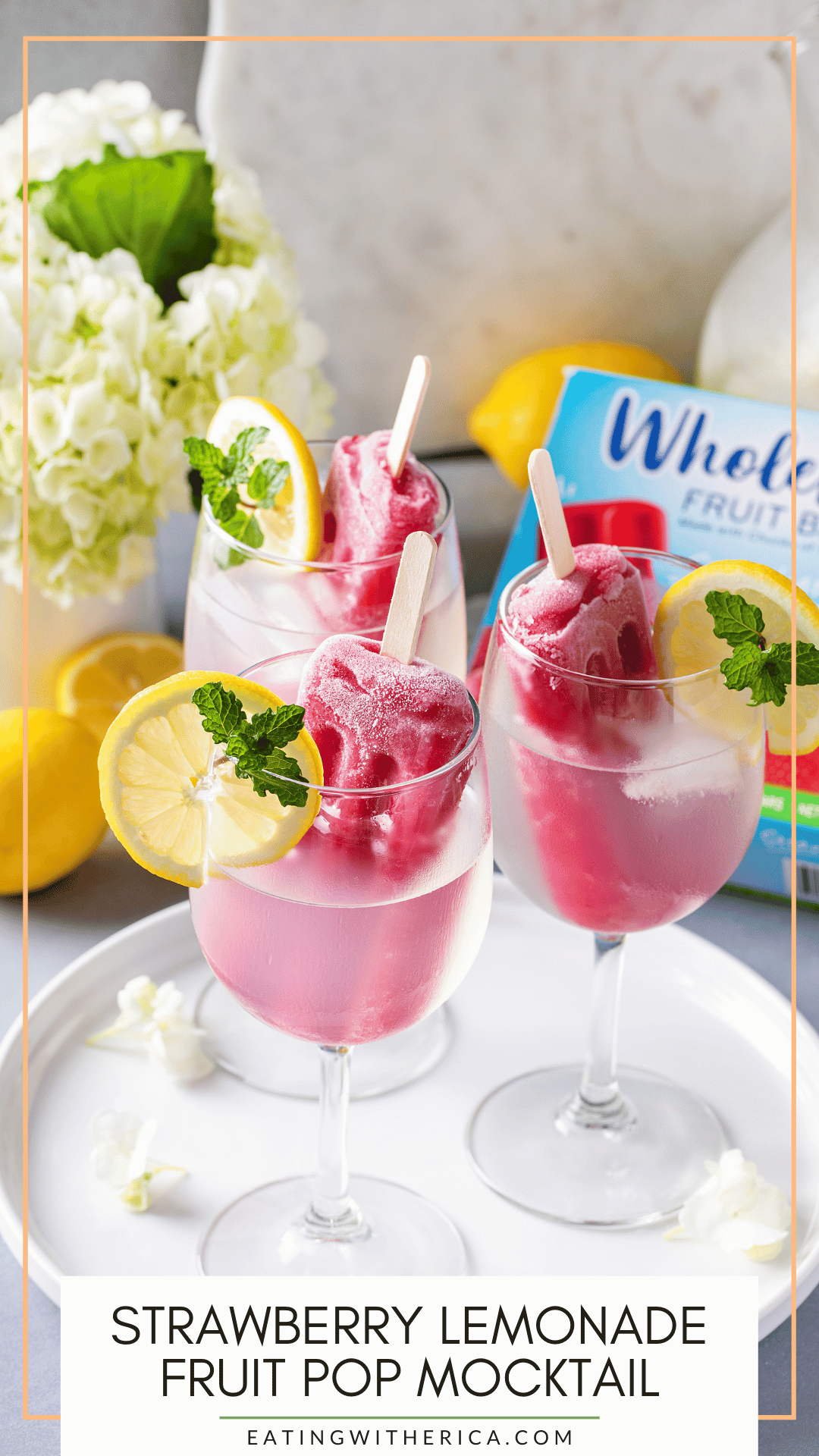 Looking for the perfect mocktail? This Strawberry Lemonade Fruit Pop Mocktail is pure perfection. CLICK HERE to make it ASAP! 