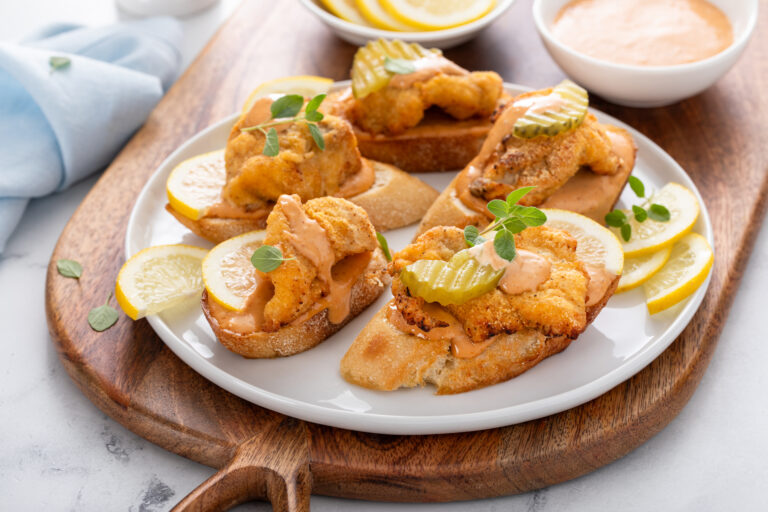 Fried U.S. Catfish Nugget Crostini with Remoulade Sauce