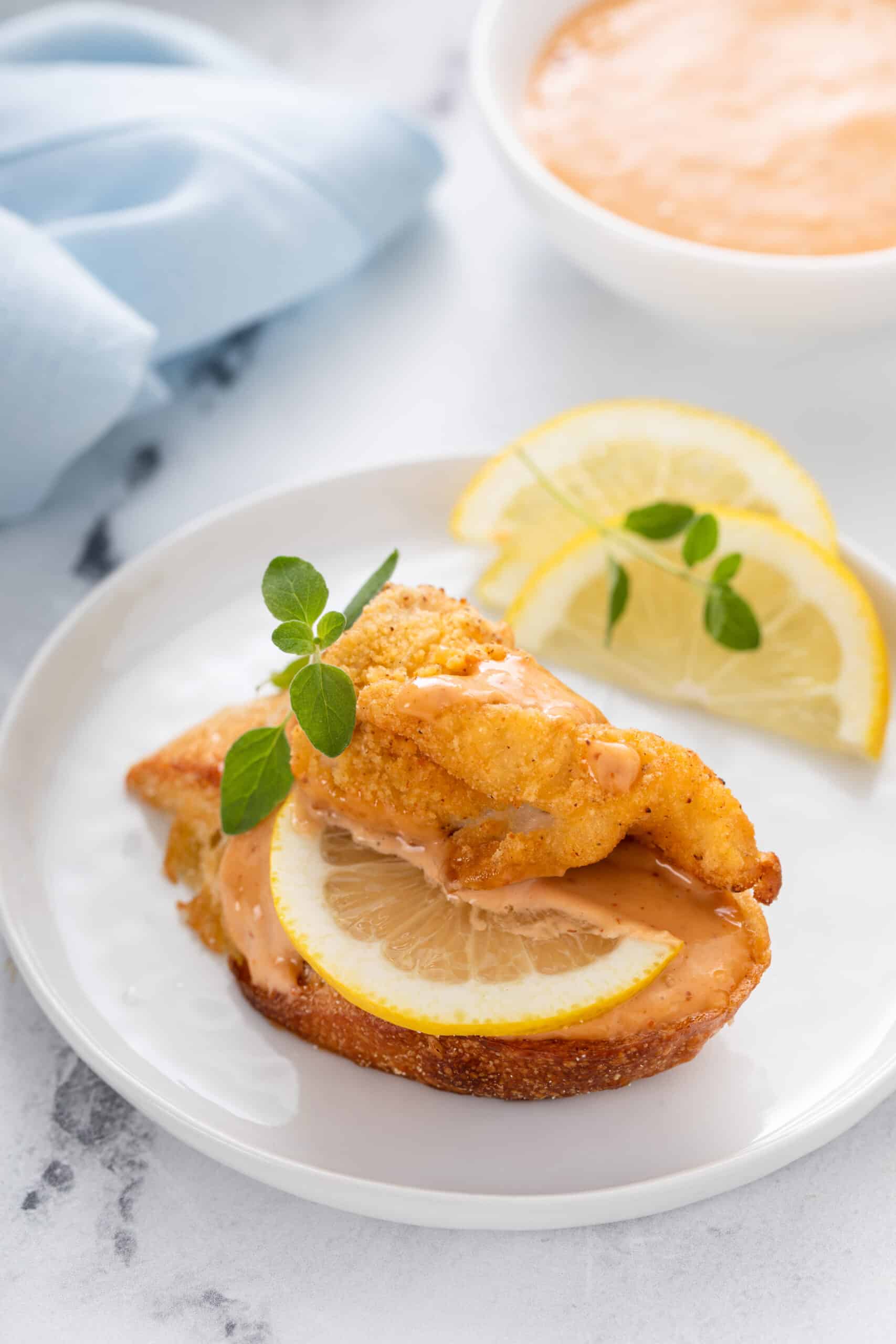 U.S. Catfish Nugget Crostini with Remoulade Sauce