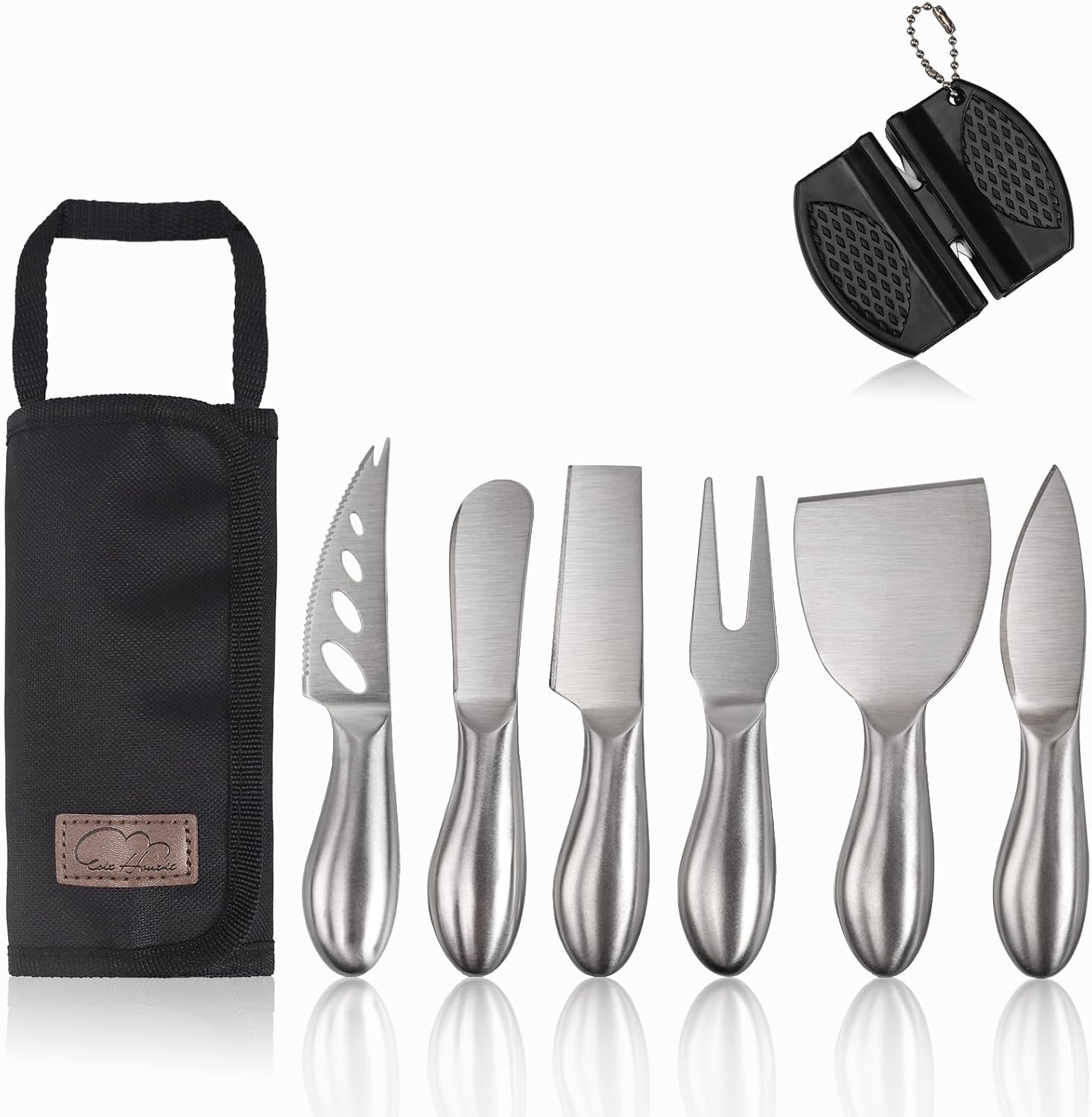 Six-piece stainless steel cheese knife set