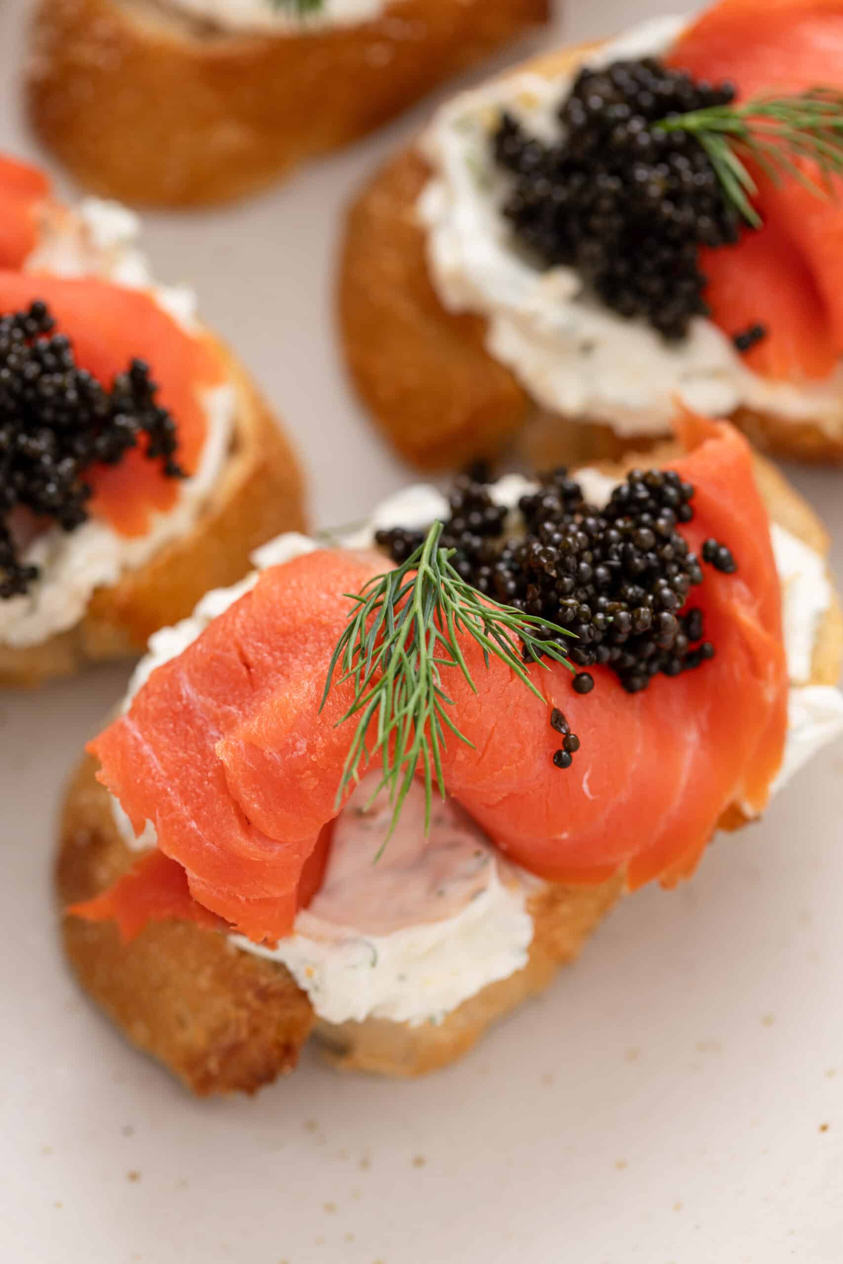 smoked salmon caviar crostini image