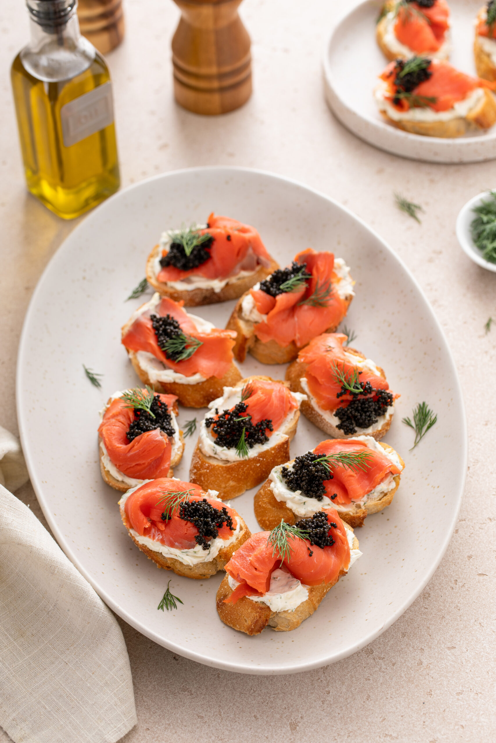 Smoked Salmon, Dill & Caviar Crostini