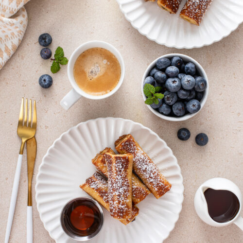 Enjoy a delicious breakfast with sausage French toast roll-ups, a fun recipe from Atlanta blogger Eating with Erica. Perfect for a cozy morning or special brunch gathering.