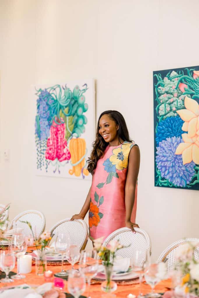 Erica A. Thomas with her tablescape in Colony Palm Beach