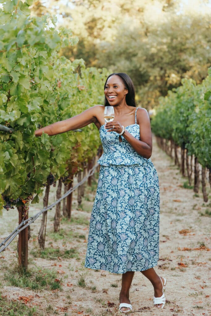 Erica A. Thomas in vineyard