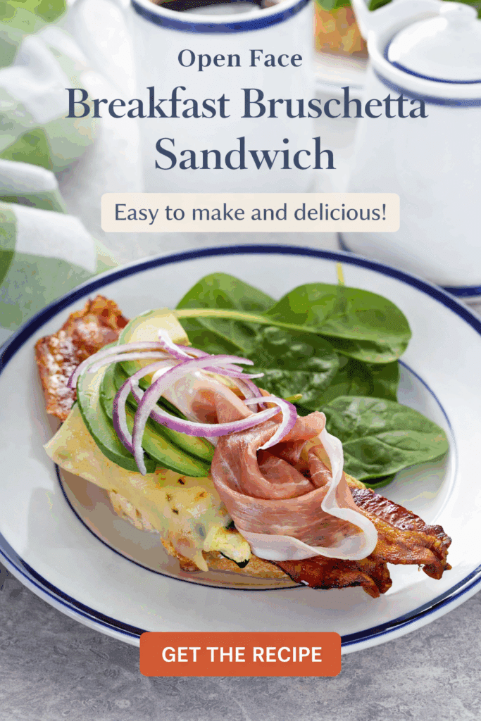 Open Face Breakfast Bruschetta Sandwich pinterest pin