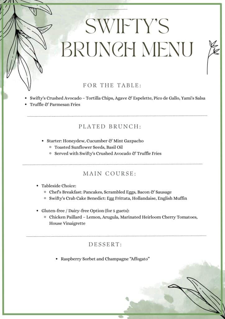 swifty's brunch menu