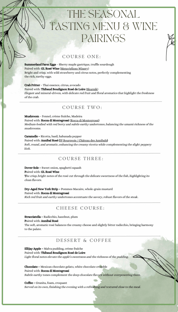 The Seasonal Tasting Menu & Wine Pairings