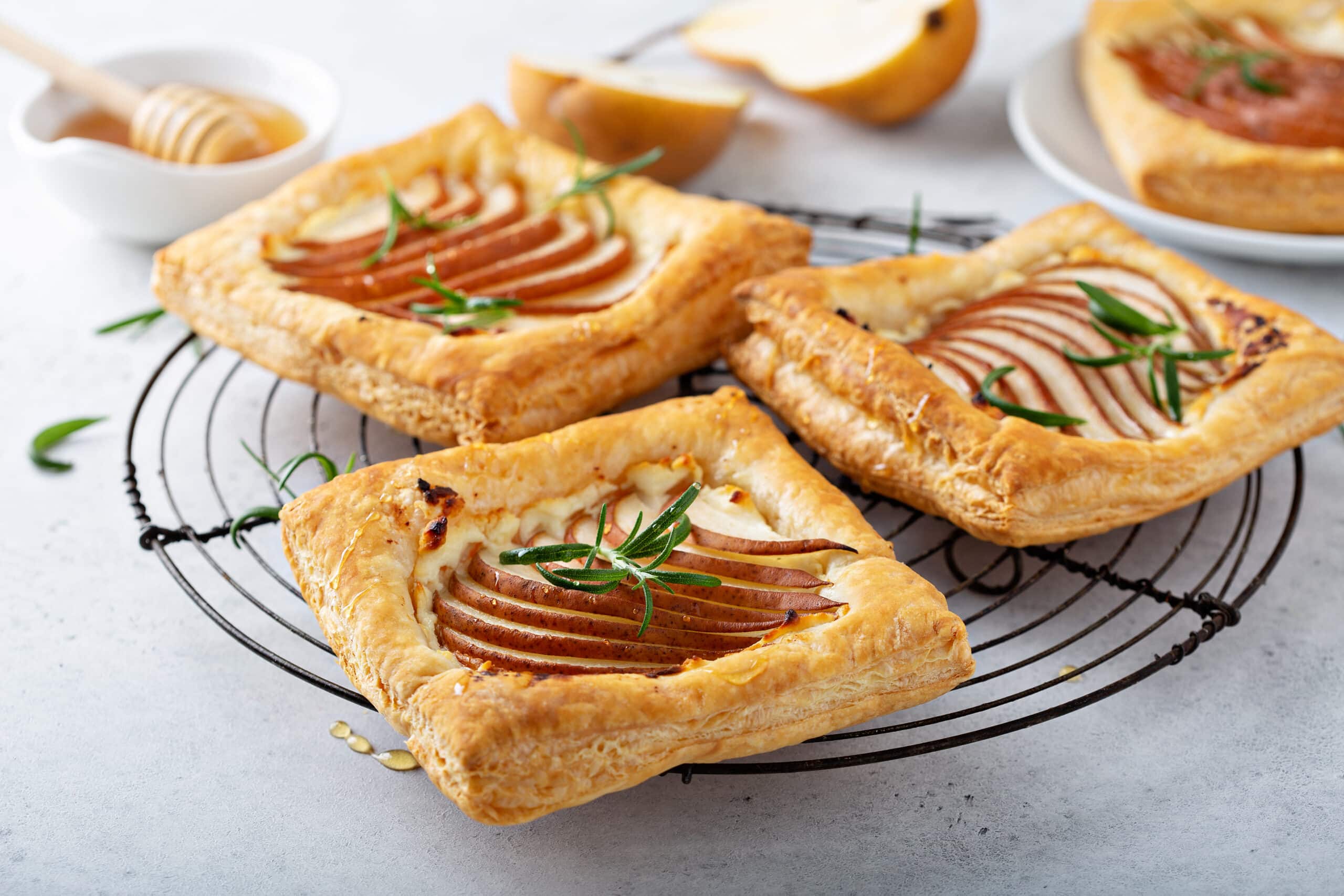 Pear puff pastry with goat cheese