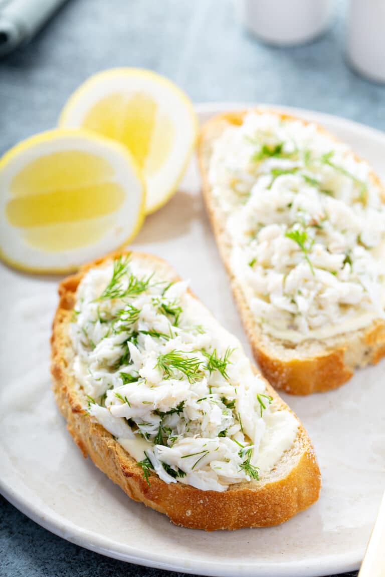 crab toast with lemon