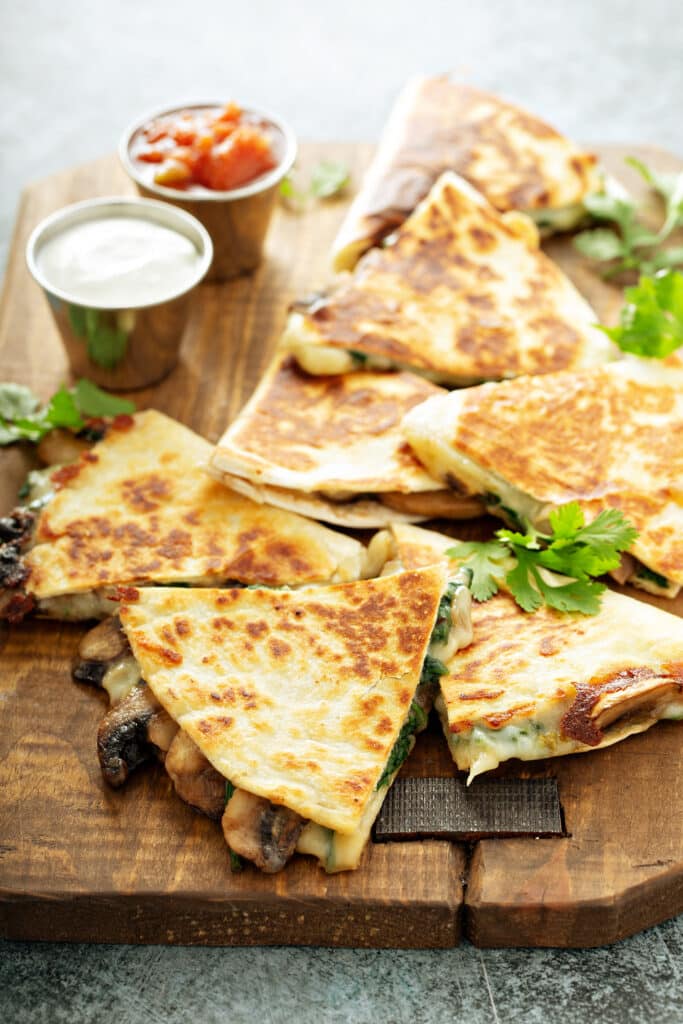 delicious Spinach, Onion, and Mushroom Quesadillas
