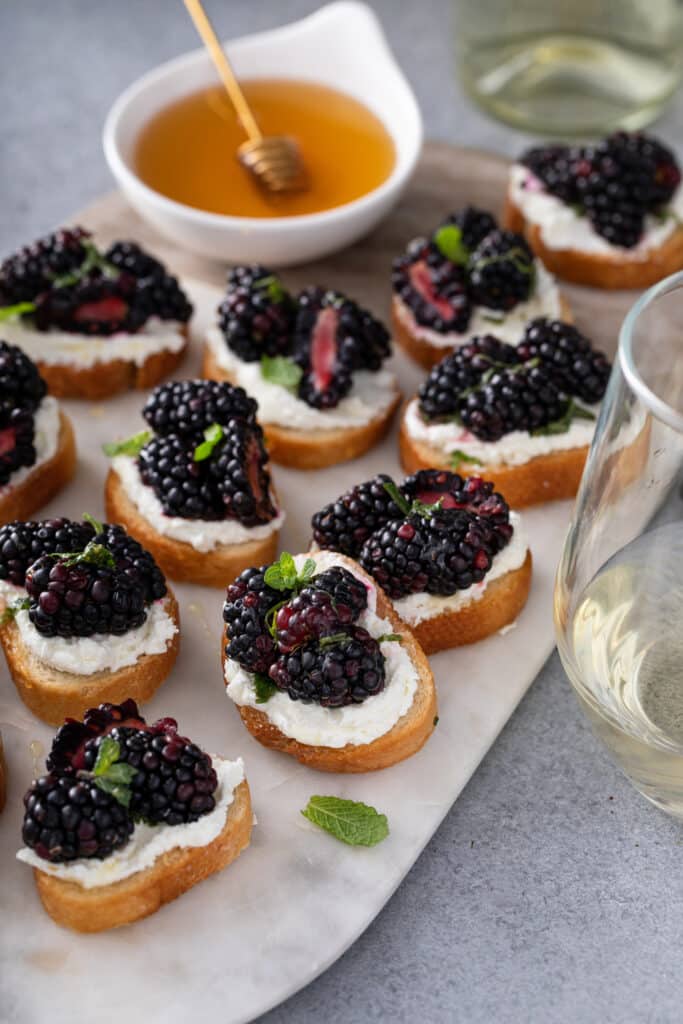 Blackberry Goat Cheese Mint Crostini 2