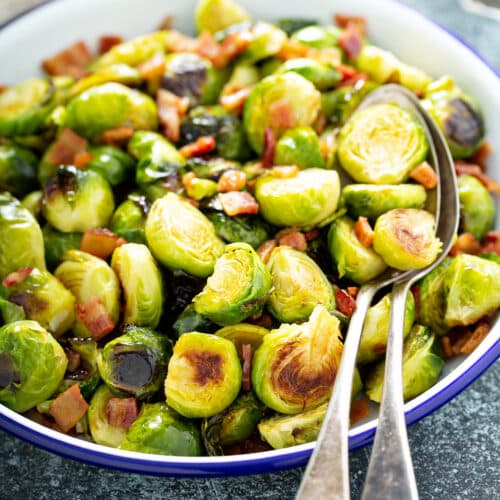 Healthy Honey Bacon Balsamic Roasted Brussels Sprouts