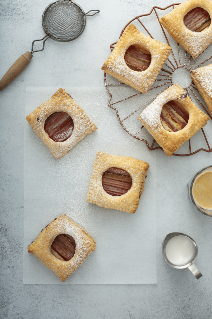 Rhubarb Puff Pastries with a Mascarpone Cream Filling