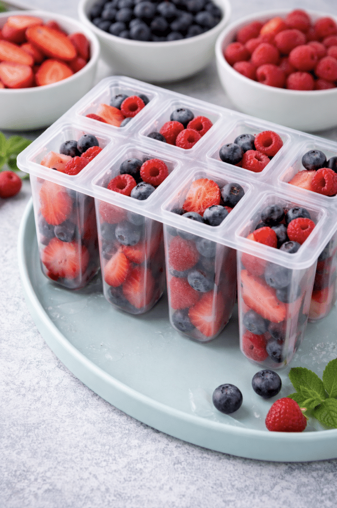 fruits inside the popsicle molder