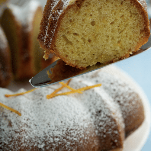 sliced orange bundt cake