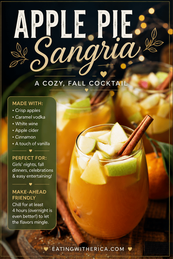 Self-serve Easy Fall Apple Pie Sangria Cocktail finished product look for holiday and dinner party hosting