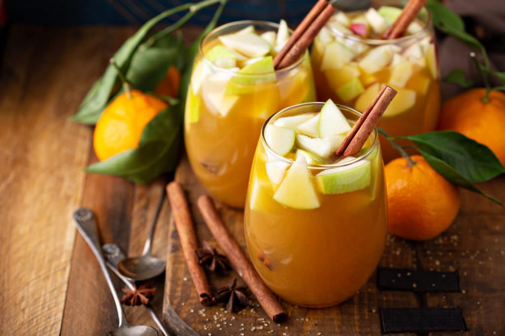 3 full glasses of Easy Fall Apple Pie Sangria Cocktail